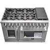 image:imageForno Capriasca Dual Fuel 48 Inch French Door Freestanding Range 8 Sealed Burners Cooktop  658 CuFt Electric Convection Double Oven  Stainless Steel Stove Range Heavy Duty Cast Iron Grates