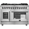 image:imageForno Capriasca Dual Fuel 48 Inch French Door Freestanding Range 8 Sealed Burners Cooktop  658 CuFt Electric Convection Double Oven  Stainless Steel Stove Range Heavy Duty Cast Iron Grates